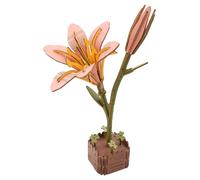 Coriver 3D Wooden Puzzle Flower, Artificial Flower Model Kit, Blooming Lilies Bouquet Craft Kit, Kids Educational Toy, Suitable for Adult Assembly, DIY Construction Craft for Home Decor Women Gift
