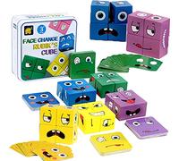 Coriver Montessori Building Blocks - 16 Wooden Puzzle Blocks, 64 Expression Cards, Thinking Training Educational Toy for Children 36+ Months