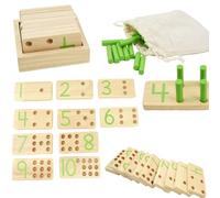 Coriver Montessori Counting Toys, Wooden Counting Sticks, Number Maths Games with Storage Bag, Number Blocks Toy for Kids, Educational Wooden Toys for Girls Boys