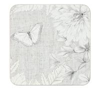 Cork Backed Coasters with Butterfly and Floral Design, Set of 4, Square Shape