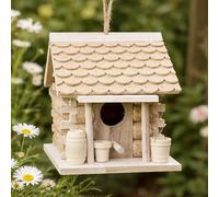 Cork Bird House Hanging Garden Birdhouse Wooden Nesting Box Rustic Bird Feeder
