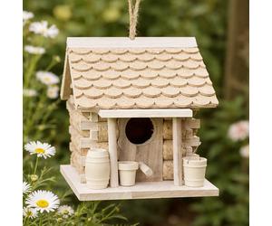 Cork Bird House Hanging Garden Birdhouse Wooden Nesting Box Rustic Bird Feeder