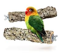 Cork Bird Perch Made from Natural Cork Bark Set of 2 for perching, nibbling and gnawing | cleaned & sanitised | Made from natural cork for budgerigars, canaries, parrots and other birds