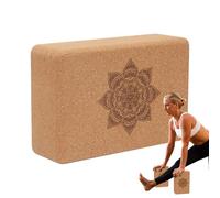 Cork Block | Exercise Block in Flower Pattern,Professional Workout Blocks, Natural Cork Yoga Bricks, Yoga Equipment for Home or Studio