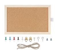 Cork Board, 20 x 30 cm Thicken Cork Notice Pin Memo Board, Notice, with Wooden Frame, Mounting Material and Push Pins Included, Wood Frame Corkboard for Office, Classroom