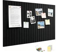 Cork Board 36 x 24 inch Decorative Felt Notice Board Tiles with 60 Pins 30 Self-Adhesive Tabs 100 Memo Sheets Modular Wall Bulletin Board for Home Office Kitchen, Black