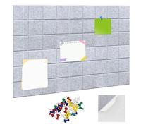 Cork Board, 6-Pack, 30x30cm, Felt Wall Tiles Adhesive on The Back, Pin Board and Notice Board for Walls, Office and Home Use Photo DIY Memo Display in Kitchen School (Light Gray)