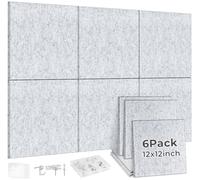 Cork Board 9mm Thick Felt Pinboard for Wall, 6 Pack | 36" x 24" Grey Notice Boards for Offices with 60 Pins Photo Board for Home Office, Bedroom, Dorm | Damage-Free Installation, No Drills Needed