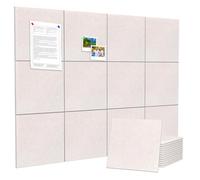 Cork Board Alternative 120 x 90 cm Notice Pin Board Bulletin Board for Home Office Kitchen Photos Memos - 12 Pack Removable Felt Wall Tiles with 30 pushpins - Oatmeal