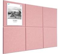 Cork Board Alternative 90 x 60 cm Notice Pin Board Bulletin Board for Home Office Kitchen Photos Memos - 6 Pack Removable Felt Wall Tiles with 20 pushpins - Pink