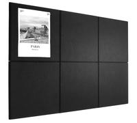 Cork Board Alternative 90 x 60 cm Notice Pin Board Bulletin Board for Home Office Kitchen Photos Memos - 6 Pack Removable Felt Wall Tiles with 20 pushpins - Black