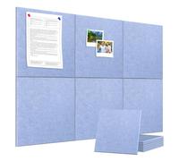 Cork Board Alternative 90 x 60 cm Notice Pin Board Bulletin Board for Home Office Kitchen Photos Memos - 6 Pack Removable Felt Wall Tiles with 20 pushpins - Soft Periwinkle