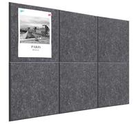 Cork Board Alternative 90 x 60 cm Notice Pin Board Bulletin Board for Home Office Kitchen Photos Memos - 6 Pack Removable Felt Wall Tiles with 20 pushpins - Dark Gray
