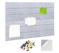 Cork Board,Cork Kitchen Board, 6-Pack, 30x30cm, Felt Wall Tiles Adhesive on The Back, Pin Board and Notice Board for Walls, Office and Home Use Photo DIY Memo Display in Kitchen School (Light Gray)