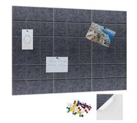 Cork Boards, 6Pcs 30x30cm, Felt Wall Tiles Adhesive on The Back,with 30 Pins, Board and Notice Board for Walls, Office and Home Use Photo DIY Memo Display in Kitchen School (Dark Gray) (A)