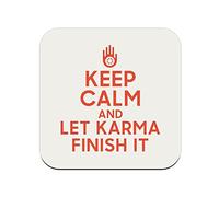 Cork Coaster - Keep Calm and Let Karma Finish It India Yoga Meditation - 1 Unit (95 x 95 mm)