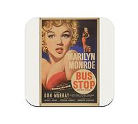 Cork Coaster - Old English Movie Bus Stop Retro Vintage Cinema Poster - 1 Unit (95 x 95 mm)