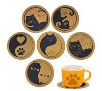 Cork Coasters Bulk - 6 Pieces Tea Cup Coasters,10cm Heat Resistant and Anti-Scorching Round Drinking Coaster Set|for Home Bar Countertop Desk Table Decoration Guest Tableware
