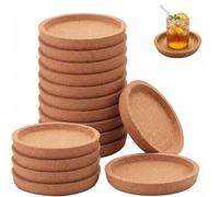 Cork Coasters Round with Rim, Absorbent Heat Resistant Round Cork Coasters for Most Cups in the Office or at Home (Brown_16)