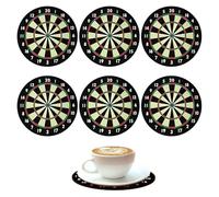 Cork Darts Coasters,6PCS Dartboard Drinks Coasters, Non-Slip Beer Coaster Beer Mats, Silicone Coaster, Washable Beer Mats for Coffee Mug Wine Glass Bottle Home Pub Bar