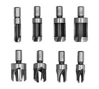 Cork Drill Bits Set 8 Pcs High Carbon Steel Wood Plug Cutter Kit for Woodworking Professional Precision CNC Machined Durable Fixed Tenon Drilling Tools Bench Drills Hand Drills