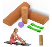 Cork Foot Balance Board Set Ankle Strengthener Trainer Cork Half Dome Foot Exercise Roller for Balance Stability, Improved Foot Function with Feet Resistance Bands