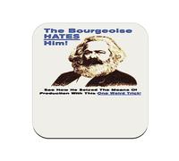 Cork Glass Coaster - Bourgeoise Karl Marx Meme Collage Vintage Illustration Art Humour Parody - 1 Unit (95 x 95 mm)