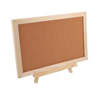 Cork Memo Board Framed Double Sided with Bracket for Office | Wooden Frame, White Cork Surface, Small Documents and Photos, Adjustable Metal Bracket for Desk Display