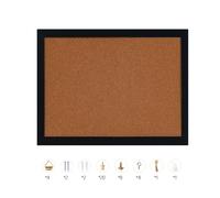 Cork Notice Board Bulletin Vision Boards - 40X30cm Memo Board Wooden Frame Pin Board for Bedrooms Bulletin Board with Push Pins (Black&Brown)