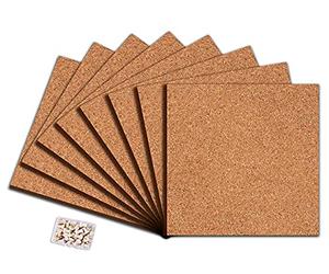 Cork Notice Board Tiles - Self Adhesive Pin Board Wall Panels for Office, Bedroom, Study & Home Workspace | Decorative Memo Board for Notes, Photos & Reminders (21x21x0.6) 8pcs