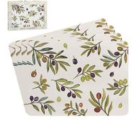 The Leonardo Collection Olive Grove By Jennifer Rose Wood Olive Grove Placemats Set of 4 for Kitchen & Dining | Durable Table Mats for Everyday Use | Table Accessories Easy to Clean Place Mats