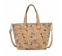 Cork Print Multifunctional Tote Bag | Uni Bag with Designs, Adjustable Shoulder Strap, 36x24x15cm, Zippered Interior and Exterior Pockets (Brown Leopard)