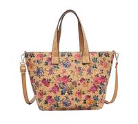 Cork Print Multifunctional Tote Bag | Uni Bag with Designs, Adjustable Shoulder Strap, 36x24x15cm, Zippered Interior and Exterior Pockets (Rose)