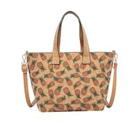 Cork Print Multifunctional Tote Bag | Uni Bag with Designs, Adjustable Shoulder Strap, 36x24x15cm, Zippered Interior and Exterior Pockets (Pineapple)