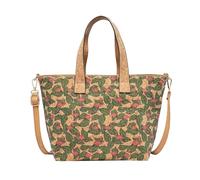 Cork Print Multifunctional Tote Bag | Uni Bag with Designs, Adjustable Shoulder Strap, 36x24x15cm, Zippered Interior and Exterior Pockets (Apple Flamingo)