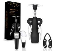 Cork Screw Wine Bottle Opener - 4pcs Steel Wine Cork Remover | 8.3x3.5x2inches Heavy Duty Bottles Accessories | Wing Corkscrew Bottel Opener for Men, Women, Drink Lovers