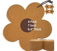 Cork Trivets for Hot Dishes,Pots and Pans,Hot Pads/Mats for Kitchen/Table/Countertop,Cork Trivet Set Stylish Coasters,Potholders Set for Kitchen,Spoon Rest for Cooking and Baking,7 Inches & 4 Pcs