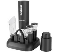 Cork & Vine Rechargeable 7-Piece Wine Set | Electric Wine Opener, Charging Base | Smart Wine Stopper, Wine Aerator, Wine Foil Cutter, Rechargeable Corkscrew, 2 Wine Stoppers Vacuum | Kitchen Gadgets