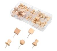Cork Whiteboard Push Pins, 60 Pieces Cork Board Pins, Wood Push Pins with Clip, Steel Tip Drawing Pins, Push Pins for Cork Notice Board Photo Office Home School