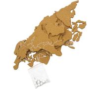 Cork World Map Board 70x40x0.6cm Self Adhesive Wall Display | Brown Cork Strips, Smooth Finish, Ten Push Pins, Marks Journeys, Holds Notes and Tickets for Planning Random Color