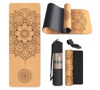 Cork Yoga Mat Non Slip Unique Design Natural Cork Tpe Material Fitness Exercise Mat with Carry Bag and Strap For Home, Pilates,Aerobic,Gym & Workout 72 X 24