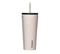 Corkcicle Cold Cup Insulated Tumbler with Straw - Keeps Drinks Cold for 12 Hours - Triple-Insulated Stainless Steel - Leak-Resistant Lid - Summer Drinkware Gift - 24 oz - Latte