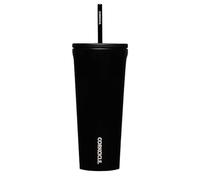 Corkcicle Cold Cup - Triple Insulated Stainless Steel Travel Cup with Ceramic-Coated Straw - Keeps Cold for 12 Hours - Reusable, BPA-Free, Dishwasher Safe - Matte Black, 24oz / 710ml