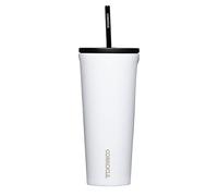 Corkcicle Cold Cup - Triple Insulated Stainless Steel Travel Cup with Ceramic-Coated Straw - Keeps Cold for 12 Hours - Reusable, BPA-Free, Dishwasher Safe - Gloss White, 24oz / 710ml