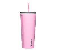 Corkcicle Cold Cup - Triple Insulated Stainless Steel Travel Cup with Ceramic-Coated Straw - Keeps Cold for 12 Hours - Reusable, BPA-Free, Dishwasher Safe - Sun-Soaked Pink, 24oz / 710ml