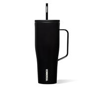 Corkcicle Cold Cup XL - Triple Insulated Stainless Steel Travel Cup with Ceramic-Coated Straw and Handle - Keeps Cold for 12 - Reusable, BPA-Free, Dishwasher Safe - Matte Black, 30oz/887ml