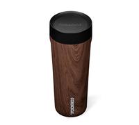 Corkcicle Commuter Cup - Leakproof, Triple Insulated Stainless Steel Travel Mug with Ceramic Coated Interior - Walnut Wood, 485ml/17oz