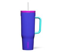 Corkcicle Cruiser Insulated Tumbler with Handle and Straw, 80's Windbreaker, 40 oz - Reusable Water Bottle Keeps Beverages Cold for 20 Hours, Hot for 9 Hours - Cupholder Friendly, Spill Proof Tumbler