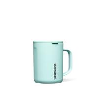 Corkcicle Origins Neon Lights Travel Coffee Mug - Triple Insulated Stainless Steel Cup for Hot Drinks - Spill Proof, Reusable, BPA-Free, Dishwasher Safe - Sun-Soaked Teal, 475ml/16oz