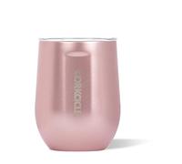 Corkcicle Origins Stemless Cup - Triple Insulated Stainless Steel Travel Wine Cup Tumbler for Coffee, Wine, and Cocktails - Leakproof, Reusable, BPA-Free, Dishwasher Safe - Rose Metallic, 355ml/12oz
